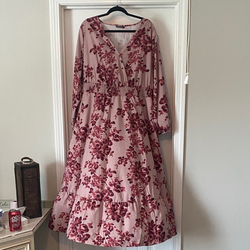BloomChic Mauve Floral Long Sleeve Dress
